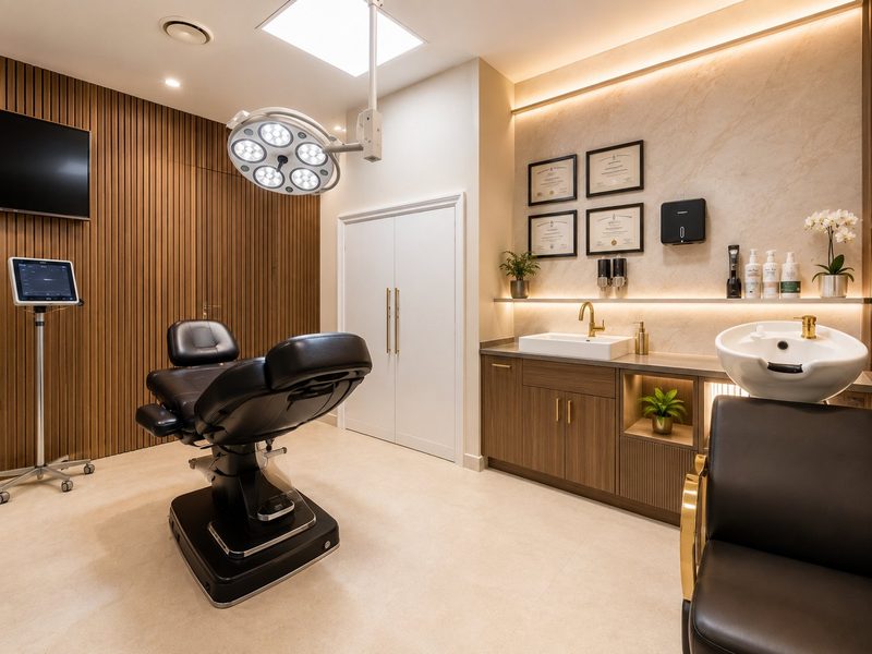 Procedure room at Tower Bridge Hospital London Whitechapel — treatment chair under surgical LED light